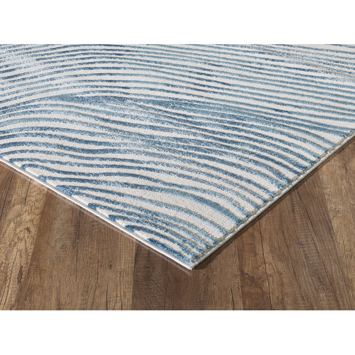 Ebern Designs Dipesh Performance Blue/White Rug & Reviews Wayfair